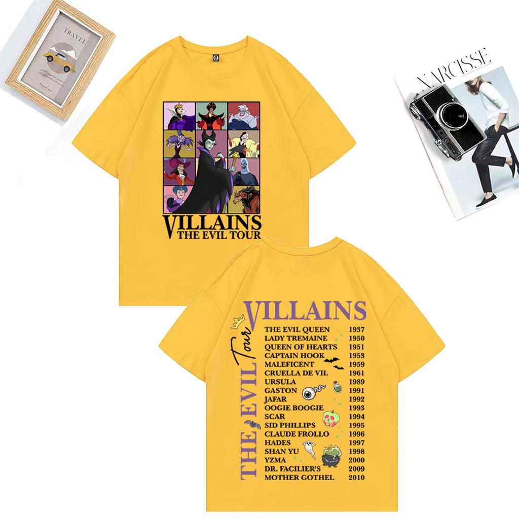 Villains Evil Tour Graphic vintage classic T Shirts Hip Hop Casual 100 Cotton short sleeve tshirt Summer clothes Oversized Tee