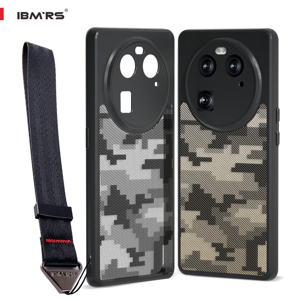 (Comes with wrist strap)IBMRS for Oppo Find X6 Case,Camouflage PC Hard Back Soft edges Airbag Shockproof Transparent  Back Cover Phone Case