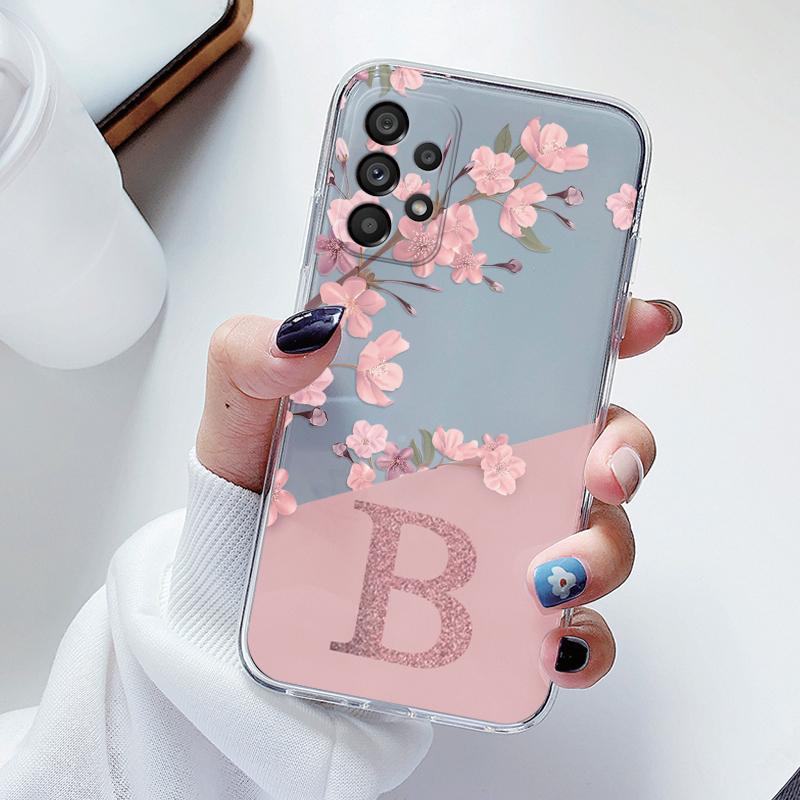 

For Samsung Galaxy A53 5G Case Soft Slim Luxury A-Z Letters Back Cover Fundas Clear Bumper For Samsung A 53 5G Transparent Shell A53 5G