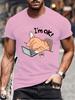 Cute "I'm OK" Cat Graphic T-Shirt for Men Women Casual Round Neck Short Sleeve Tee Fashion Stylish Lazy Cat Design T-shirts Tops