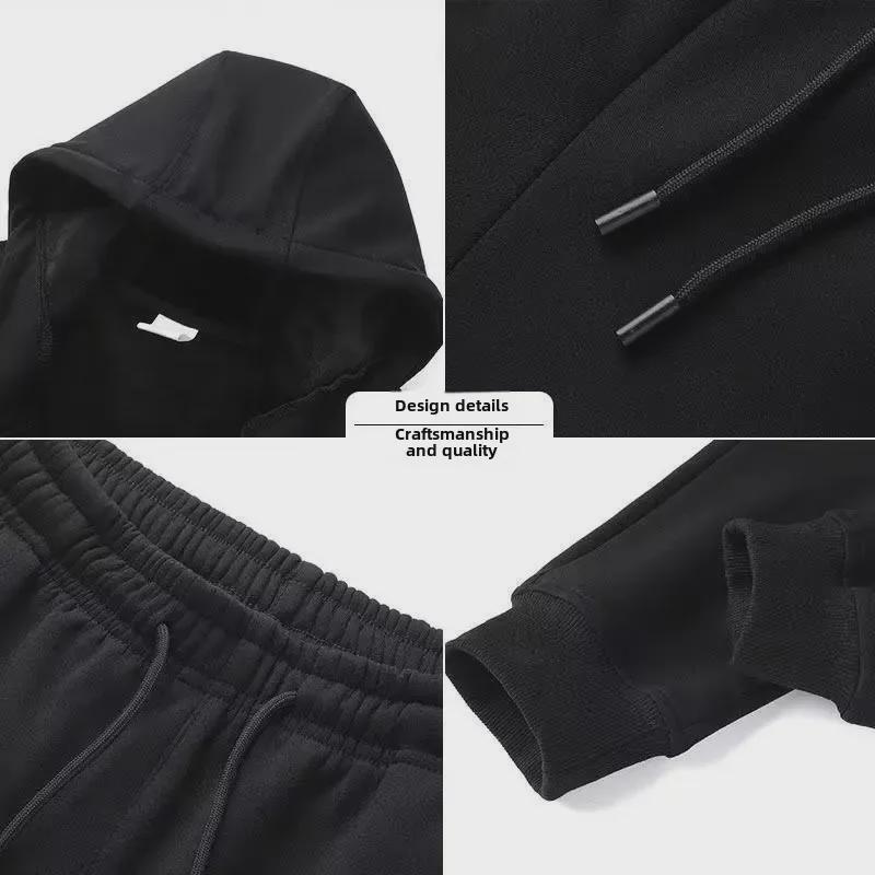 Unisex Hooded Cardigan Sports Suit: Spring/Autumn Casual, Loose-Fit Running Two-Piece Set for 2024.
