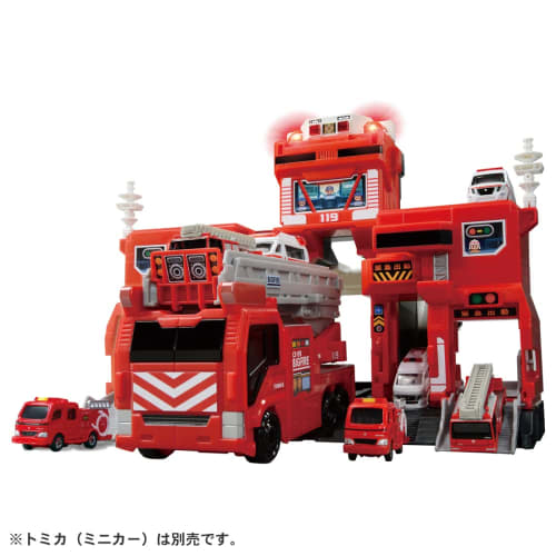 TAKARA TOMY "Tomica Transformation Dispatch! Big Fire & Command Station" Mini Car Car Toy for Boys Ages 3 and Up Passes Toy Safety Standards ST Mark C