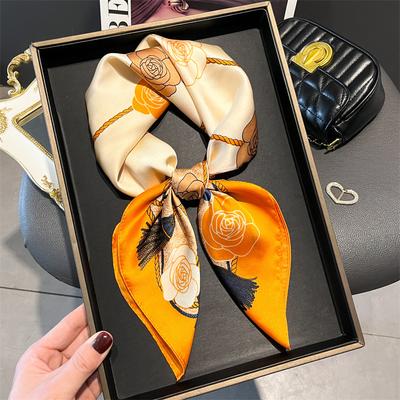 Yayun Style Printing Simulation Silk Scarf Square Scarf High-End Shawl Versatile Neck Small Square Scarf Headscarf