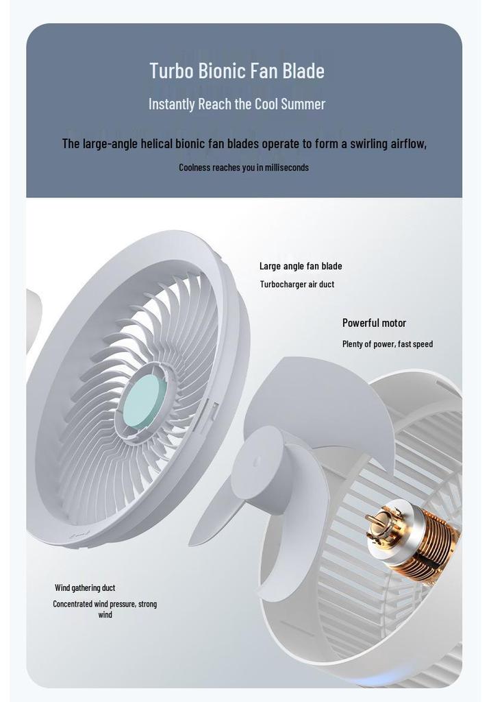 Rechargeable Desktop Fan with Voice Control, Timer, & Long Battery Life for Home Air Circulation