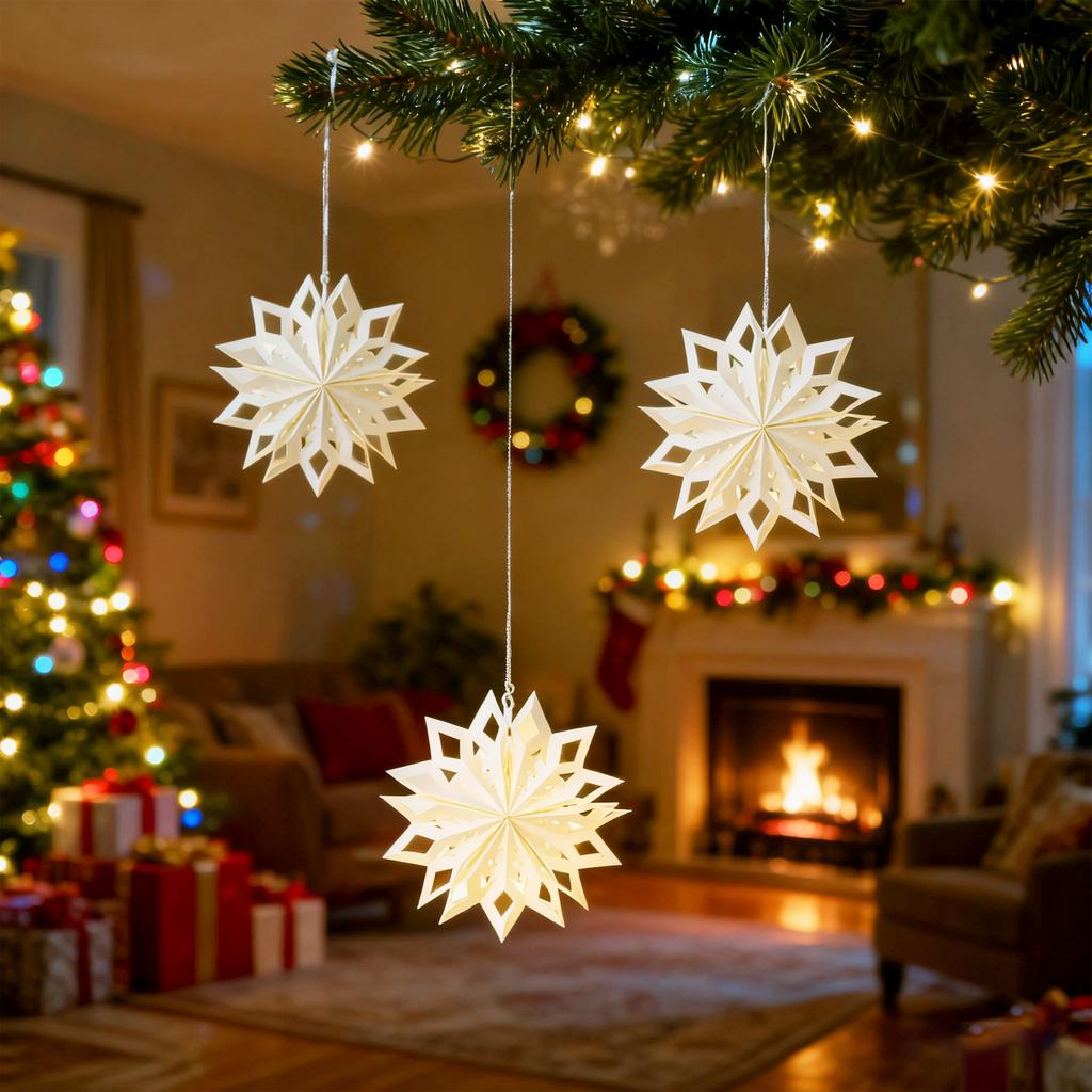 Christmas Decorations, Snowflake And Star Ornaments, Suitable For Weddings, Birthdays, Christmas Parties, And Home Décor.