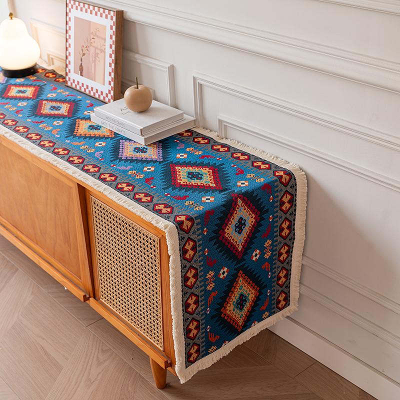 New Chinese ethnic style TV cabinet cover cloth coffee table TV cabinet tablecloth bedside tablecloth retro antique towel