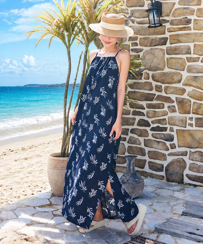 Helingbon Women'S Halterneck Maxi Slit Resort Long Dress Hi192