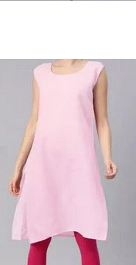 @ Silk Solid Slips Long Kurti Pink Color For Women K391 Zr719-60%Off