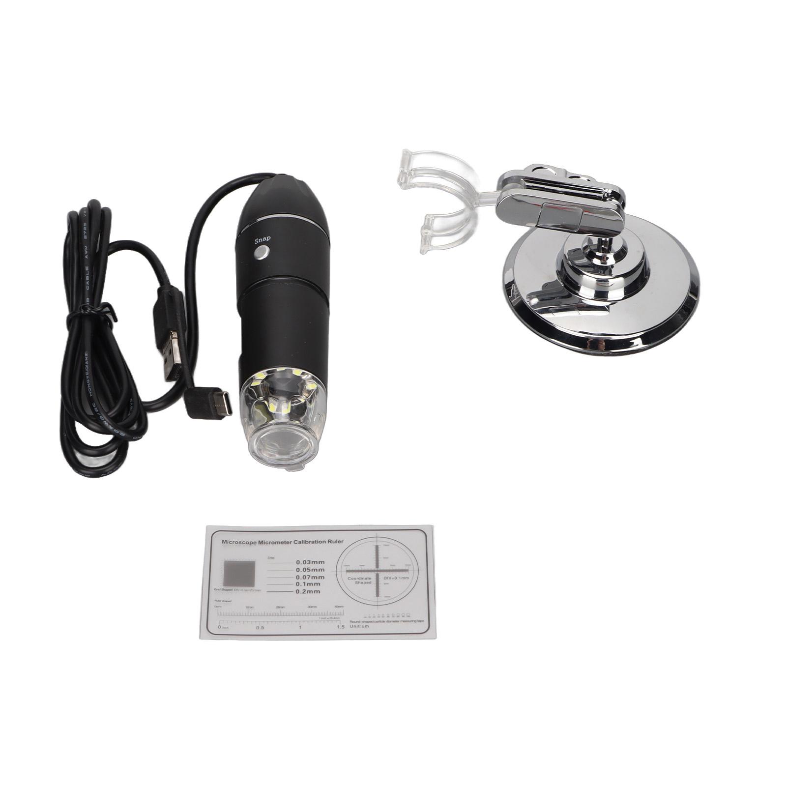 

Регулируемый цифровой микроскоп 3 в 1 Type C Micro USB 8 LED с увеличением 50x‑1600x для окна