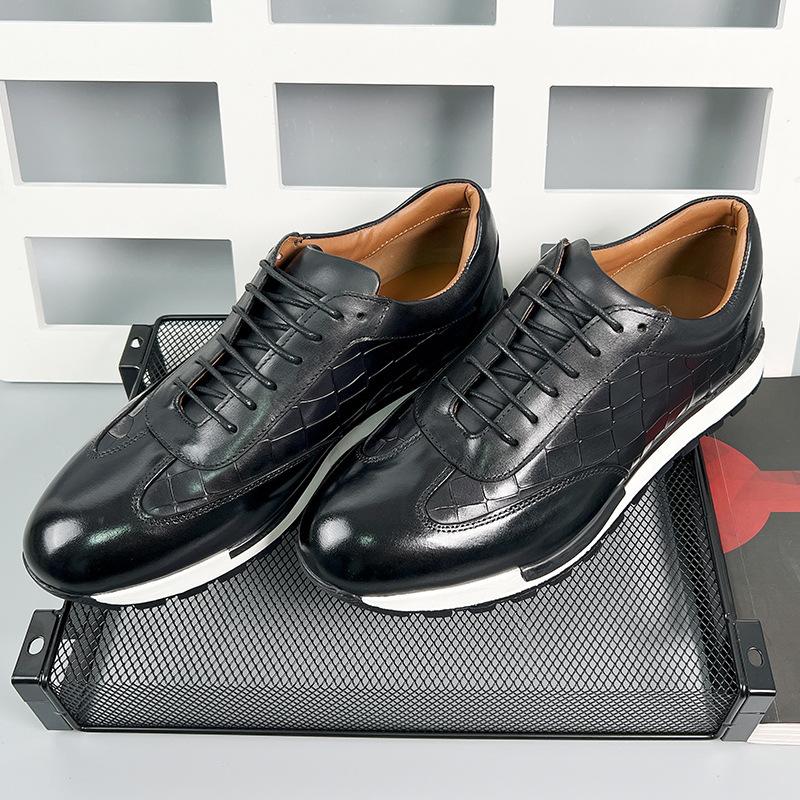 European Luxury Genuine Leather Mens Casual Oxford Shoes Plus Size 46 Autumn Winter Handmade Elegant Lace-Up Sneakers for Men