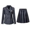 Wednesday Addams Family Costume Set for Girls Striped School Uniform Set Jacket, Skirt, Wig Set Halloween Costume