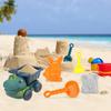 6Pcs Dinosaur Summer Beach Toys with Dump Truck Sand Molds Shovel Rake Sand Sifter Sand Toys for Kids Toddlers Boys Girls