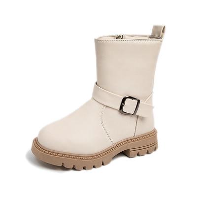Kindermode Meisjes Laarzen 2024 Gesp Effen Kleur Eenvoudig Antislip Kinderen Casual Laarzen Dropshipping Zijrits Veelzijdig Zacht
