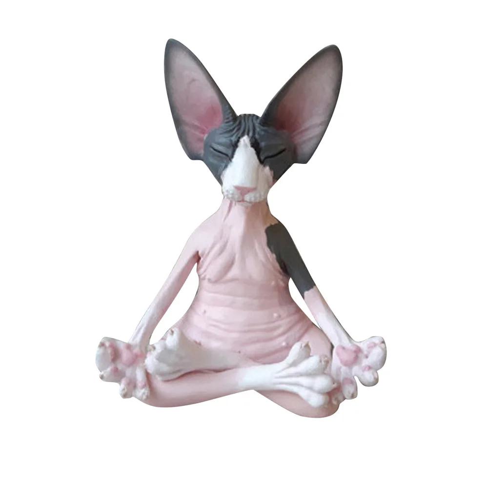 Meditation Yoga Happy Cat Whimsical Buddha Sphinx Cat Statue Art Deco Sculpture Outdoor Garden Statue