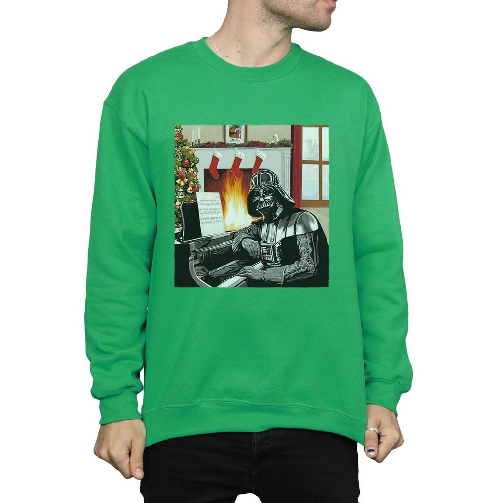 STAR WARS Mens Darth Vader Christmas Piano Sweatshirt