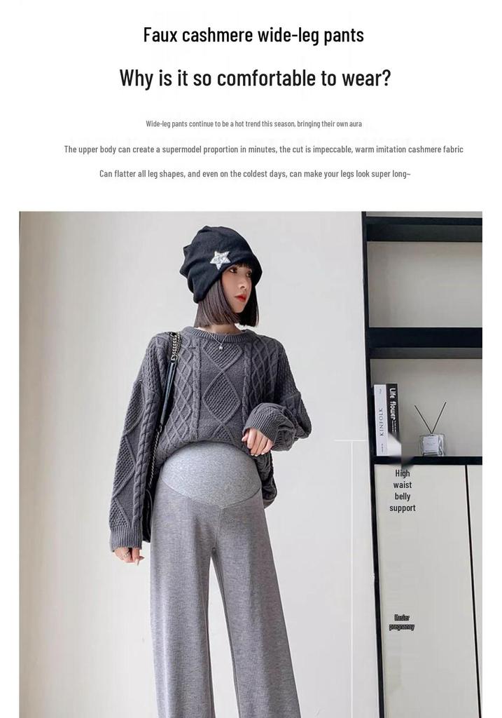Pantaloni a gamba larga premaman: Taglia Comoda, Pancia Non Costretta, Vestibilità Petite, Velluto, Primavera/Estate 2026