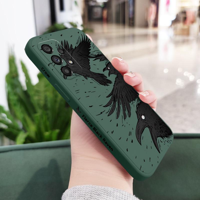 

Black Blood Crow Phone Case For Samsung Galaxy A73 A53 A33 A23 A13 A03 A72 A52 A52S A32 A22 A12 A71 A51 A31 A21S Silicone Cover Samsung A21S темно-зелений колір