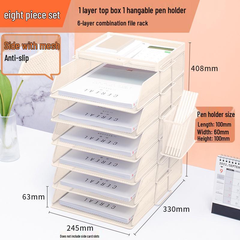 Multilayer A4 Metal Desktop File Organizer and Storage Rack Set for Office Supplies