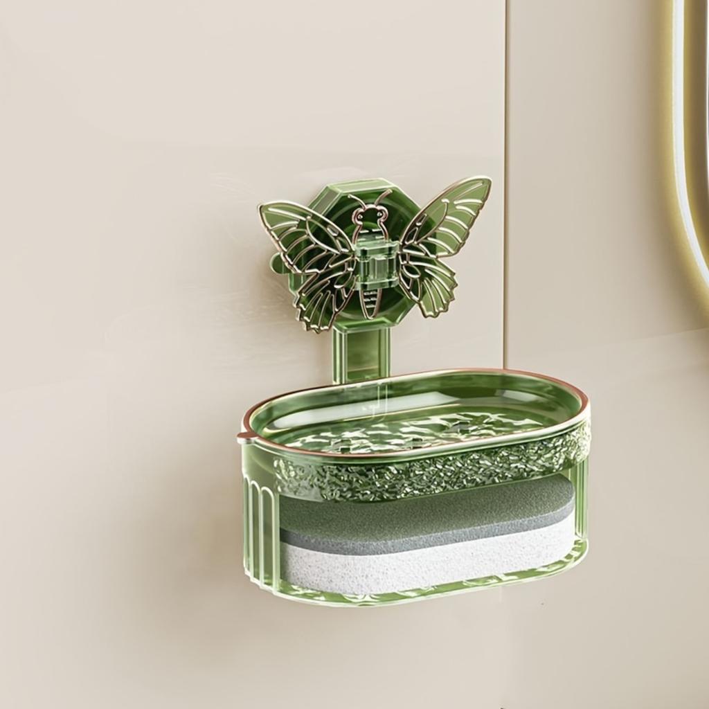 1pc Suction Self Adhesive Soap Box Double Layer Drain Soap Holder Wall Mounting Bathroom Toilet Soap Rack Wall Mounting Soap