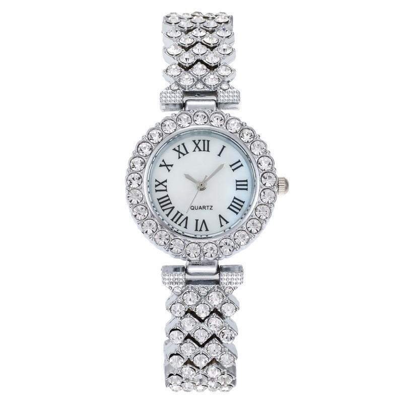 Luxury Women's Diamond Quartz Watch | Lightweight Bracelet with Roman Numerals