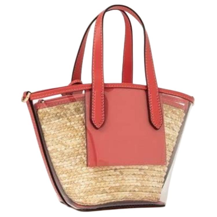 New MICHAEL KORS Kimberly Leather Tote Bag Shopping Bag Shoulder Bags Handbags Small Size Women's Transparent Coral Red 35T2G7KT5W-801