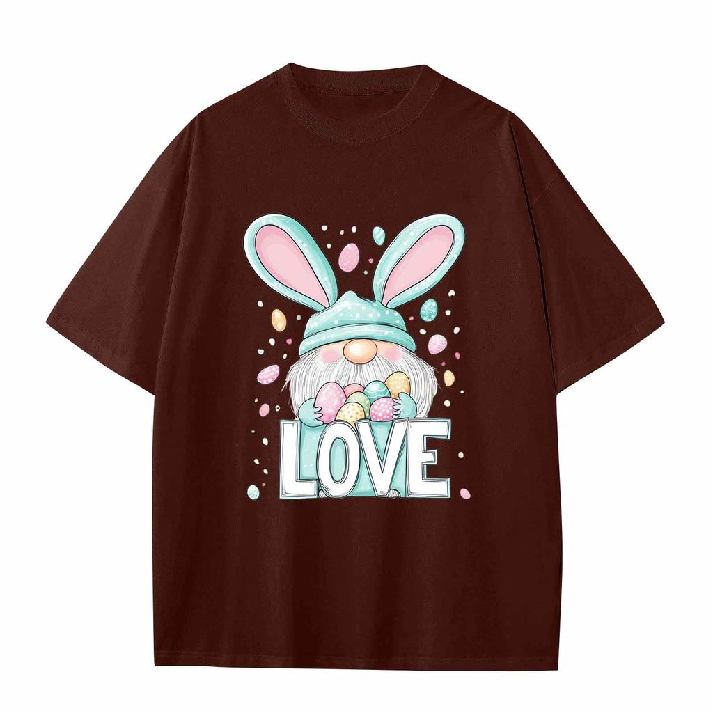 Boys And Girls Casual Loose Easter Print T-Shirt Round Neck Pullover Short Sleeve Top