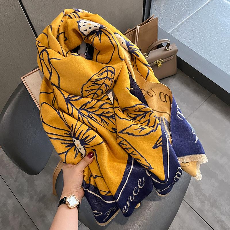 Damen-Schal mit Blumen-Quaste, Schal, Wickelschal für