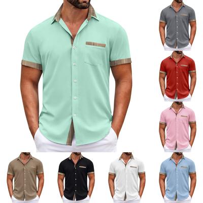 Erkek Ekose Baskılı Düğmeli Kısa Kollu Gömlekler Erkek Günlük Moda Kısa Kollu Gömlekler