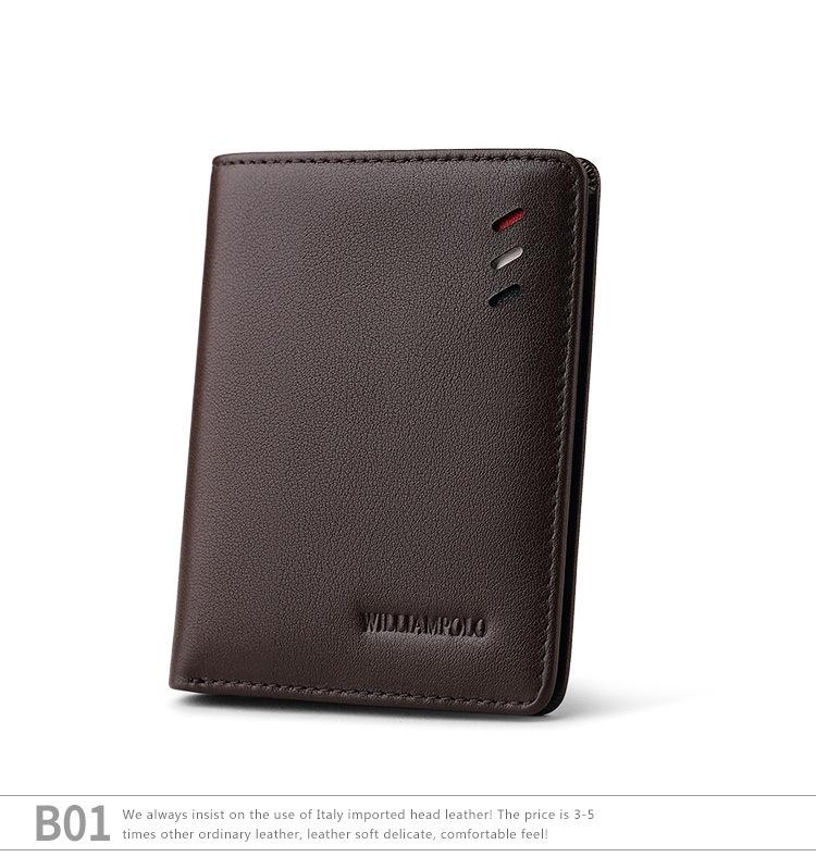 King Paul Men's Ultra-Thin Cowhide Wallet with Coin Purse and Gift Box