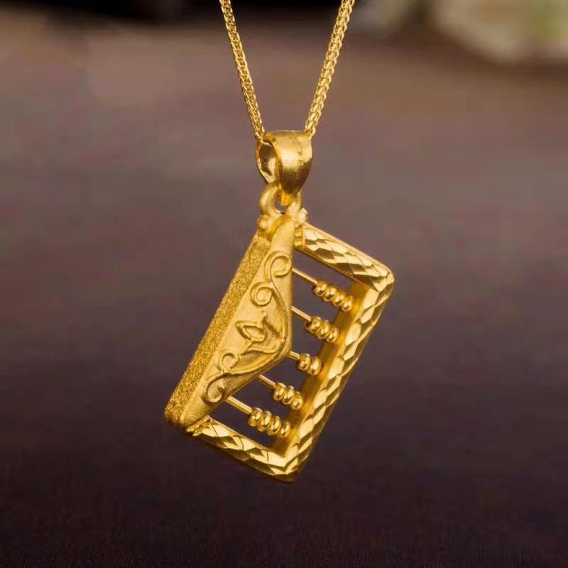 Gold-Plated Brass Abacus Pendant In Vietnamese Sand Gold Huang Style