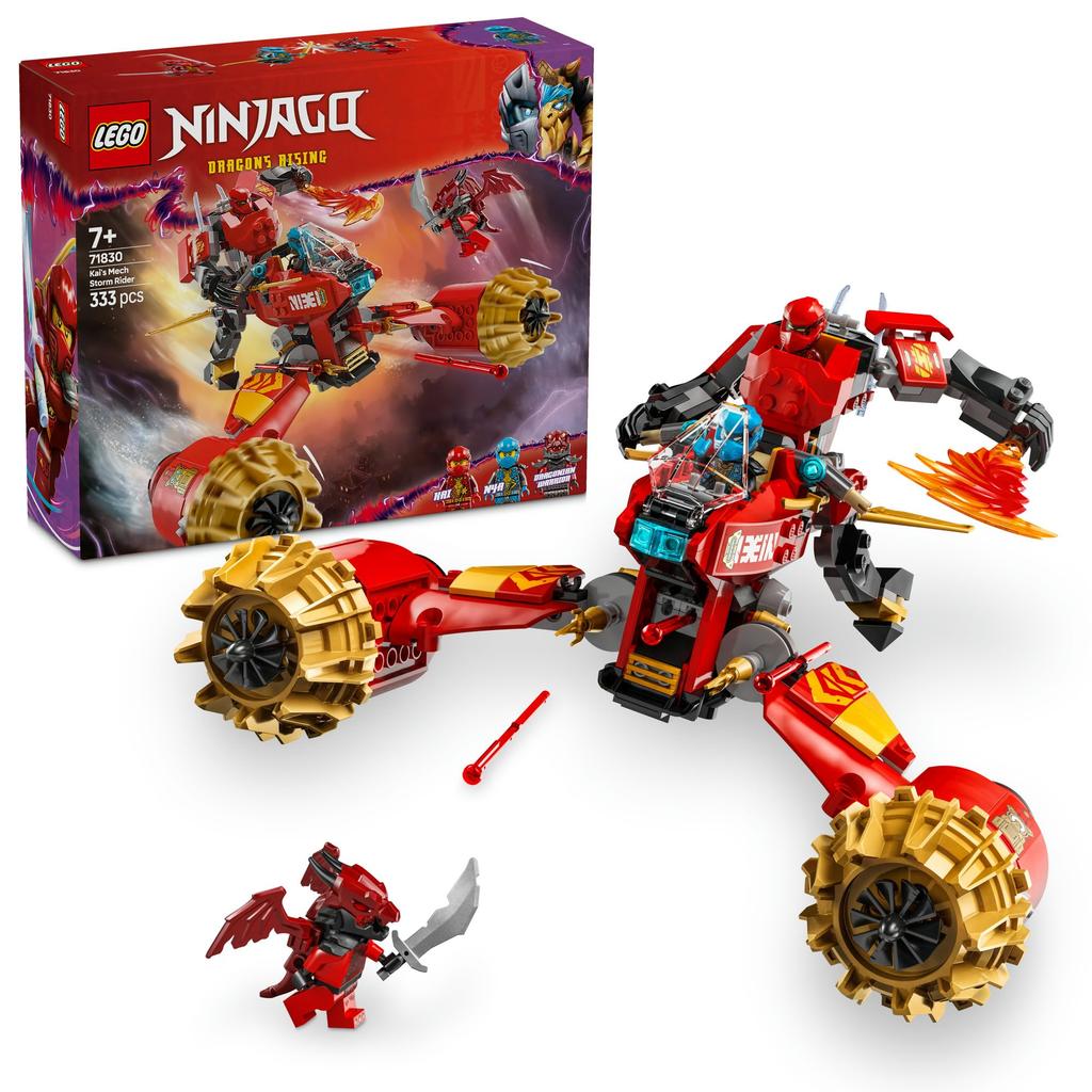 LEGO Ninjago Kai's Mecha Storm Rider Toy Birthday Present Blocks Boys Girls Children Ages 7, 8, 9, Elementary School Students Battle Robot 71830