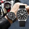 CURREN Mens Watches New Blue Leather Waterproof Luminous Quartz Wrist Watches Luxury Bracelet Men Calendar Watch Relojes Hombre