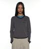 PARTIMENTO WOMEN Pwc Sheer V-Neck Knit Sweater_Navy Stripe