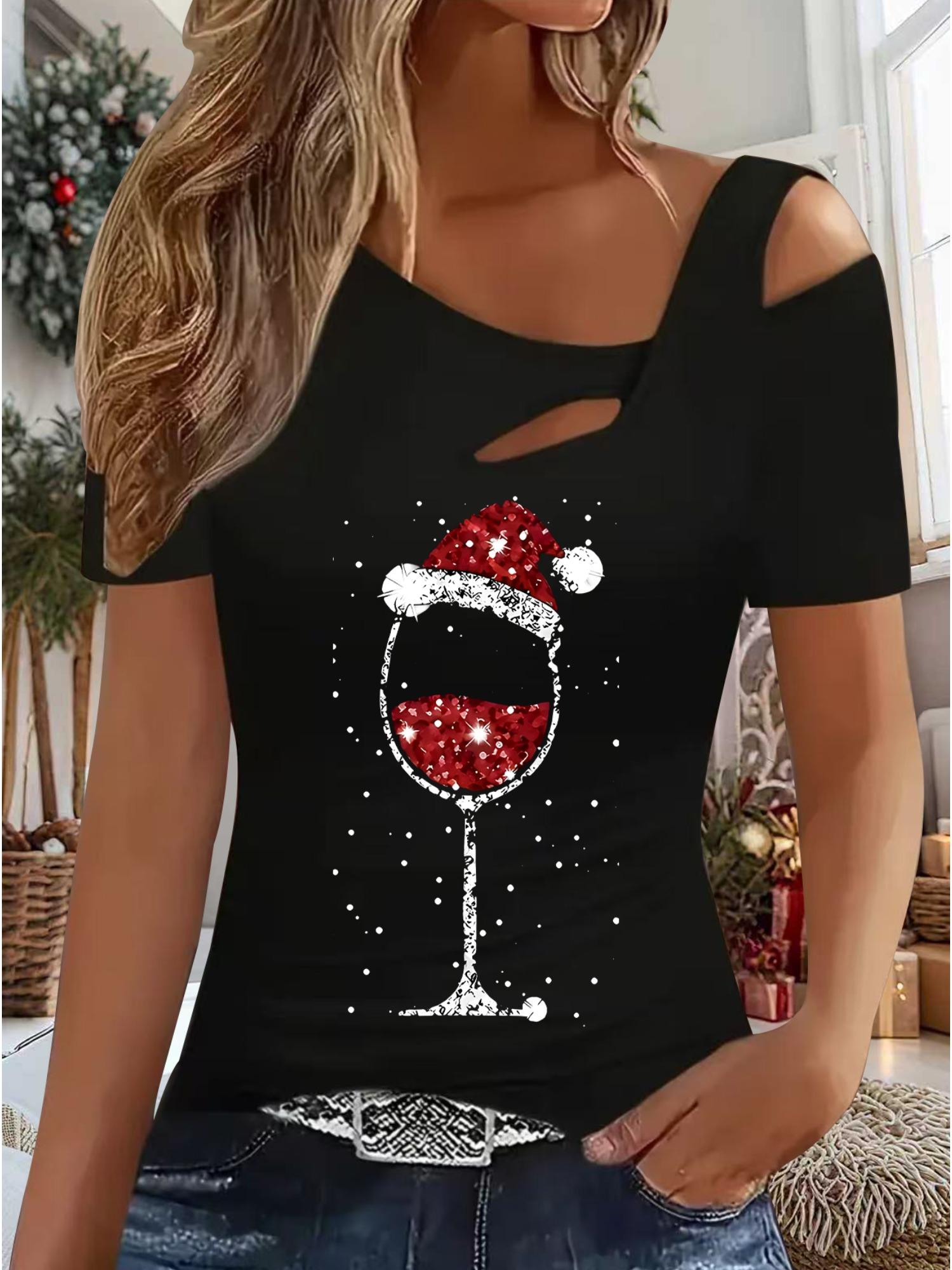 

Женский Новый Повседневный Топ Рождество Хэллоуин Рождественский Подарок Топы Рубашка Блузка XXL чёрный