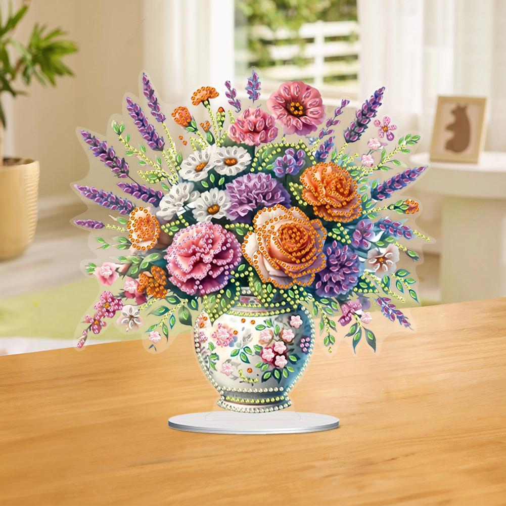 2D Flat Print Flower DIY Diamond Painting Tabletop Ornaments Kit Diamond Painting Desktop Ornaments Kit Bedroom Table Decoration