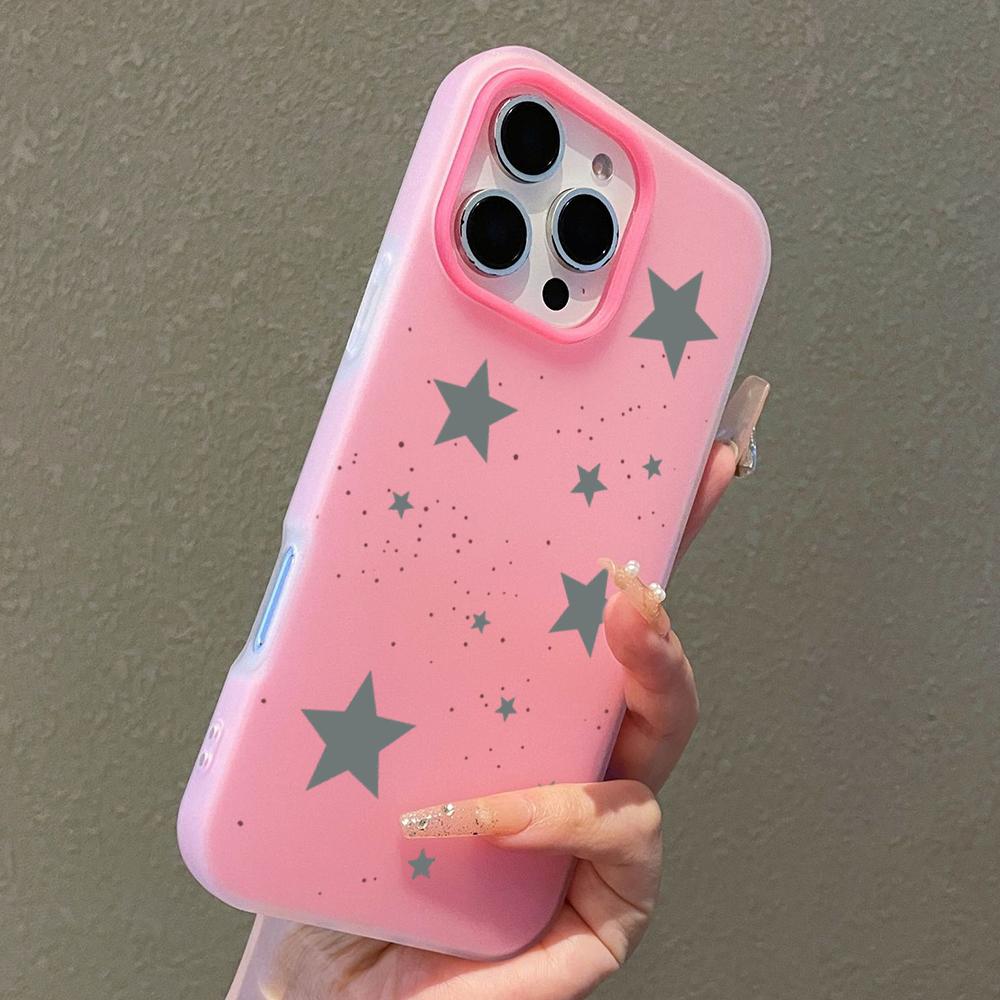 Cute Gray Stars & Dots Phone Case for Redmi Note 14 12S 13 12 11 10 Pro Plus 5G Redmi 12 13C 14C 4G Shockproof Protective Cover
