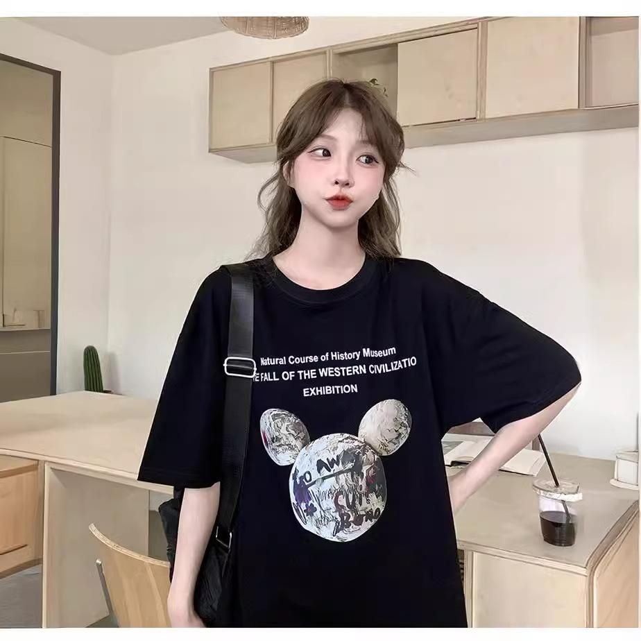 White Printed Short-sleeved T-shirt Women's Summer New Loose Half-sleeved Top Ns Pure Cotton Versatile Crew Neck T-shirt