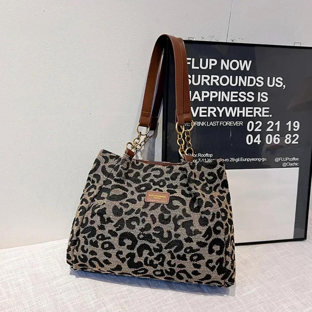 New Fashion Tote Bags Shopping and Travel Canvas Bags New Women Popular Handbags Large Capacity Leopard Shoulder Bags