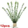 12/36pcs Green Artificial Eucalyptus Stems Fake Plants Eucalyptus Leaves Branches Flower Bouquet Wedding Christmas Party Decor