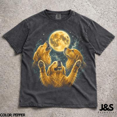 Three Golden Retriever Moon Shirt, Funny Golden Retriever Tee, Vintage Golden Dog Tshirt, Cute Retriever Lover Gift, Golden Mom Shirt