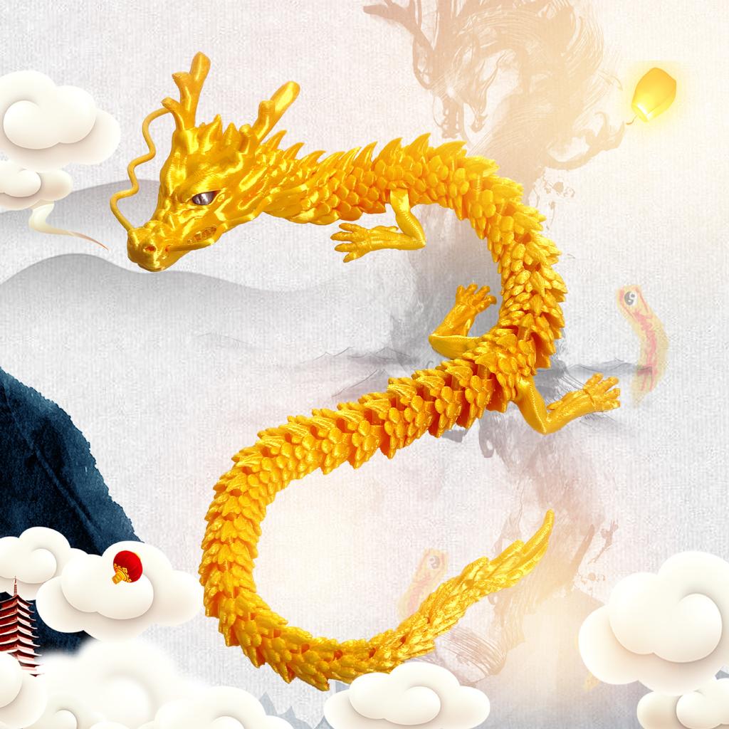 3D Printed Chinese Dragon Shenlong Crafts Ornamentstoy Joint Movable Dragon Model Home Office Decoration Decor La Pasqua Gifts