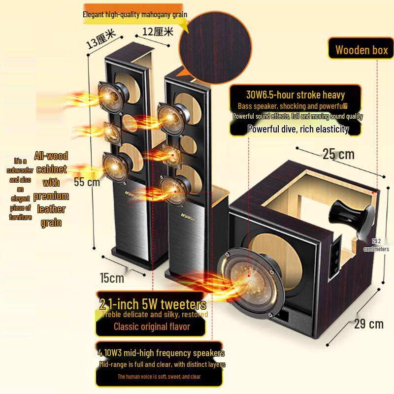 Sansui 60C Home KTV Surround Sound System with Wireless Microphones