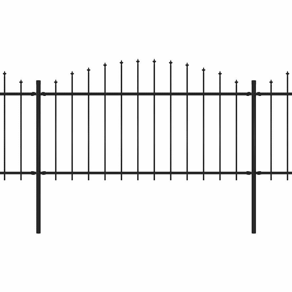 Spear Tip Garden Fence Steel 1248 x 150 cm Black