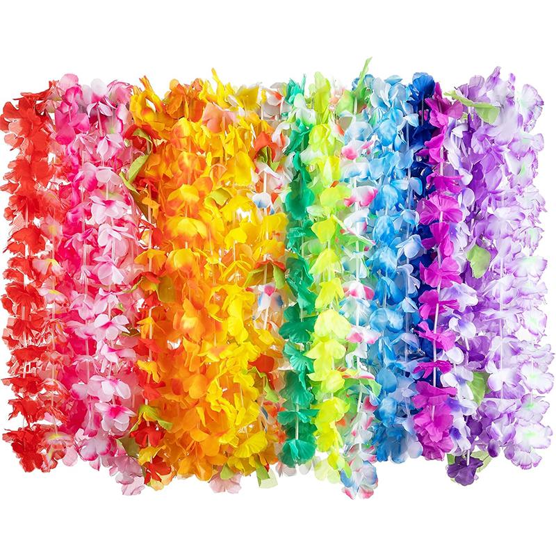 10/20/50pcs Hawaiian Flower Wreath Necklace Summer Tropical Birthday Party Decoration Luau Wedding Artificial Flower Garland Lei 5