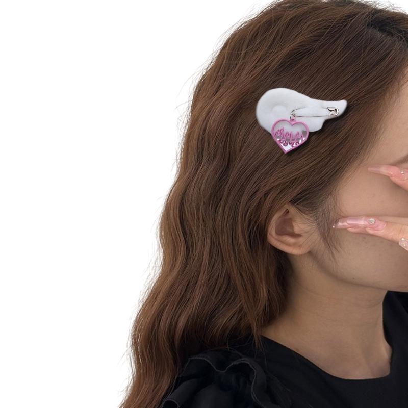 1/2pcs Cute Plush Angel Wing Hair Clip Heart/Crosses Hair Pins Plush Clips Simple Hair Ornament Side Clips Hair Accessories