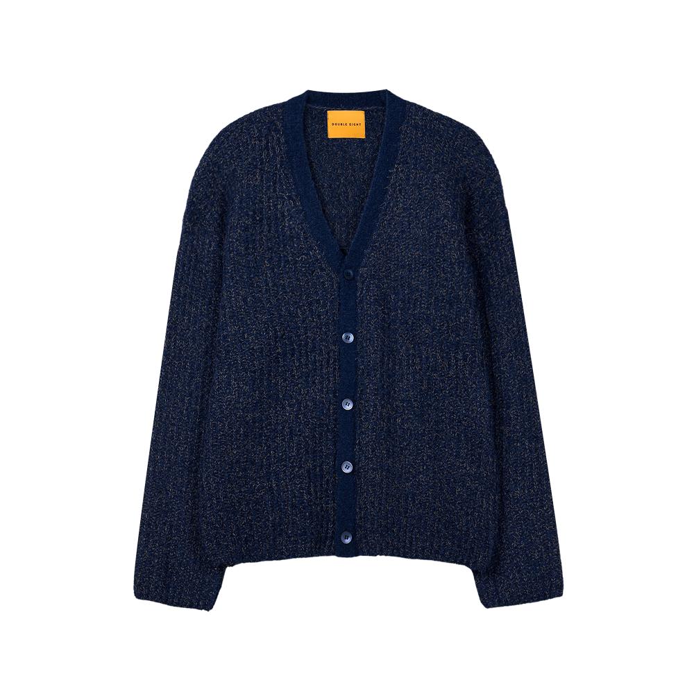 Double Eight Hairy Knit Cardigan (Navy)