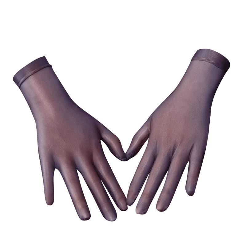 

1 Пара Короткі Рукавички для Танців Нейлон Стрейч Масляно-Блискучі Прозорі Мітенки Гладкі Ультратонкі Блискучі