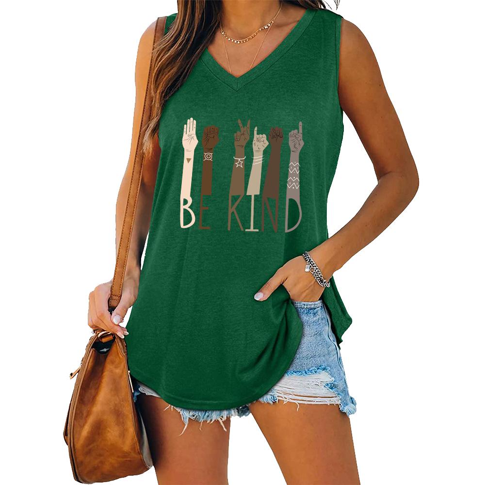 Women Fashion V Collar Tank Top Women Casual Sleeveless T-shirt