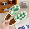 HY-1190 Thick-soled Checkerboard Plaid One-pedal Canvas Shoes Women's Retro Ulzzang Versatile Ins Lazy Board Shoes