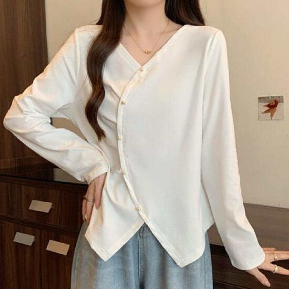 Navava Modern Classic Pearl Long Sleeve Blouse Nb2501